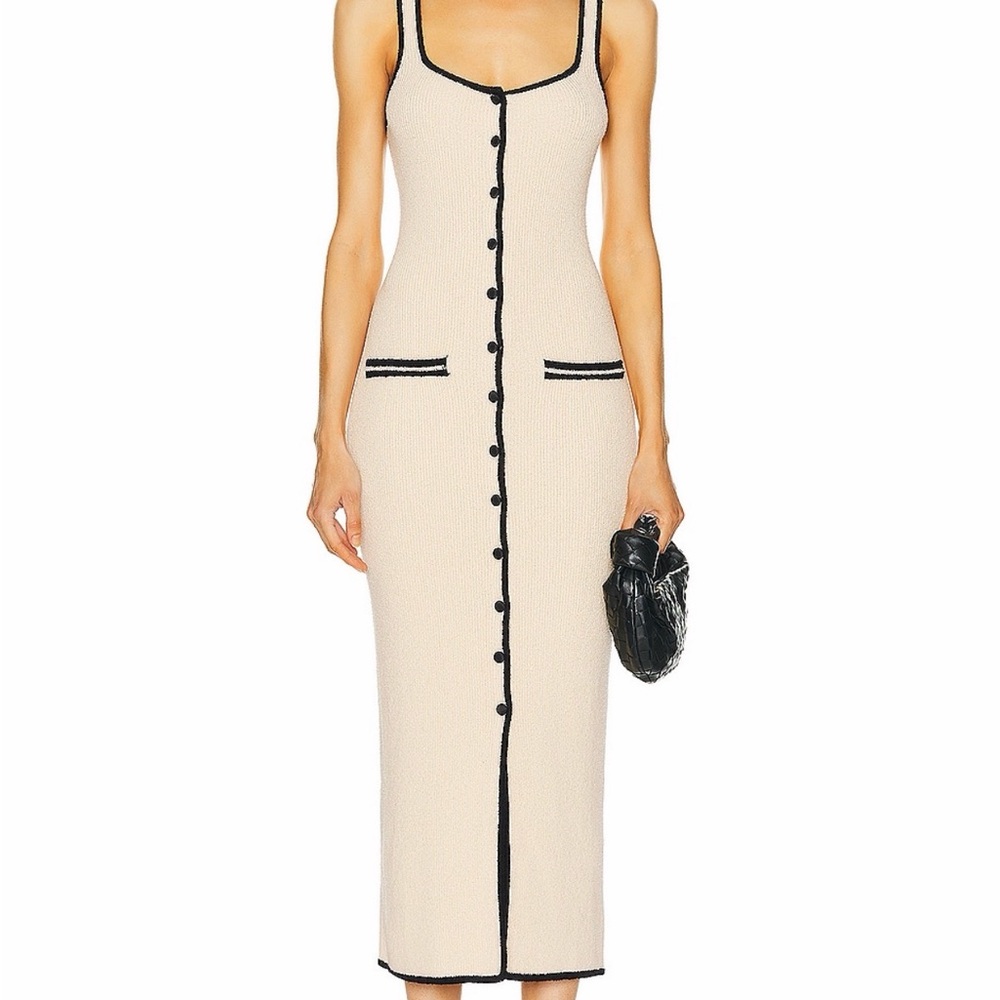 NWT L’Academie by Marianna Havilah Cream Knit Button-Front Midi Dress